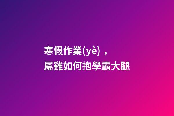 寒假作業(yè)，屬雞如何抱學霸大腿
